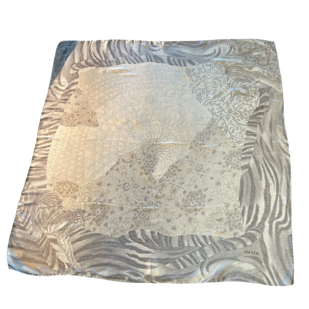 Vintage Escada silk floral tiger scarf
